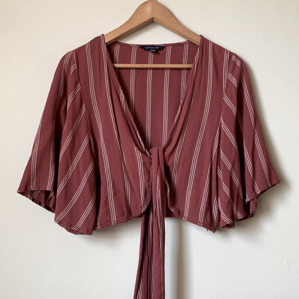 AEO | striped wrap crop cardigan